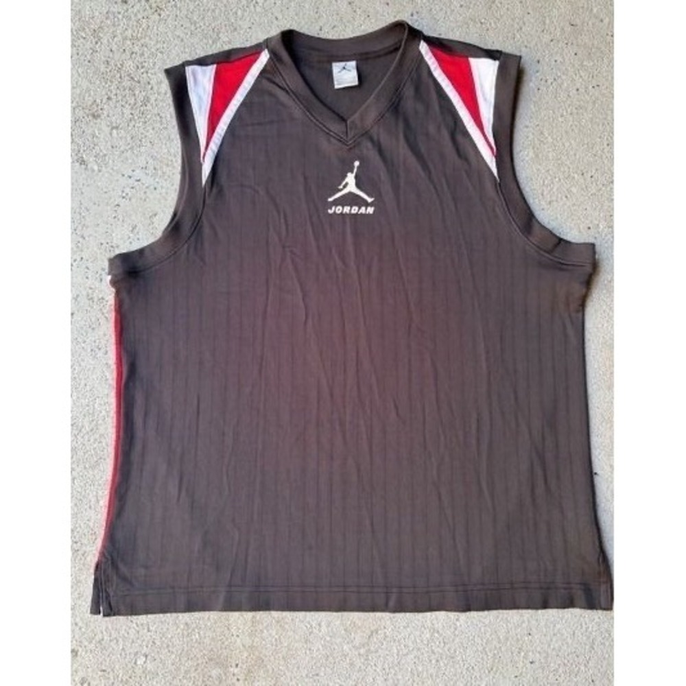 Vintage Jordan Brand Brown Basketball Jersey Sleeveless Tank Top Jumpman Mens L